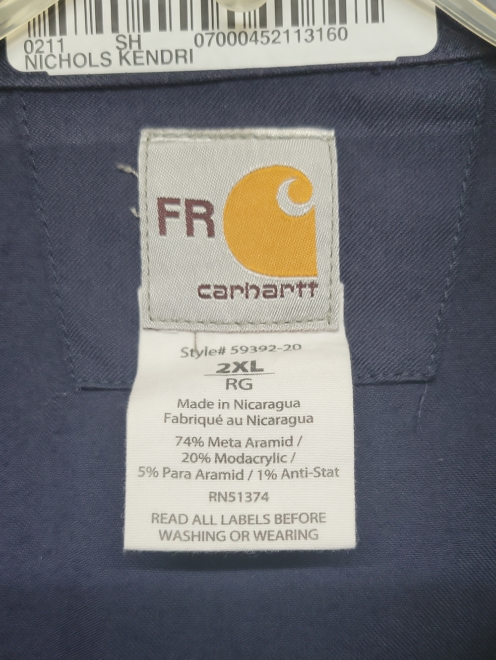 Carhartt Work Shirt with High-Vis Stripes - Navy & Lime/Gray Mens Size 2X - Picture 2 of 11